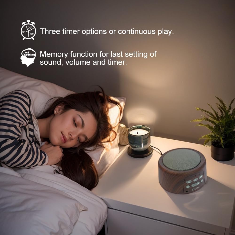 White Noise Machine - Soothing Sleep Sound Therapy with Timer & Memory Function | Brown Wood Grain Design