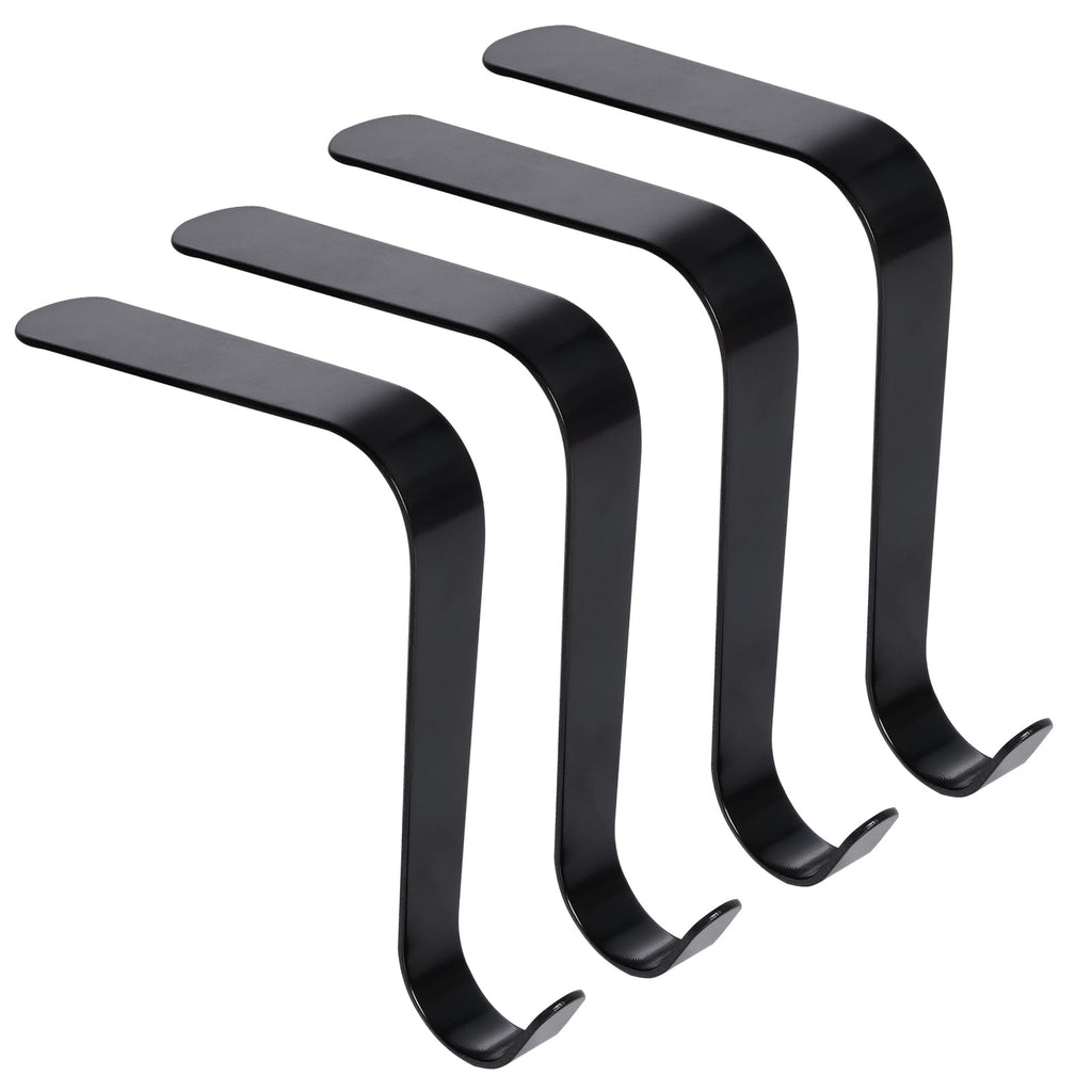 Poualss Christmas Stocking Holders Metal Stocking Hangers Non-Slip Christmas Stocking Hooks for Fireplace Mantle (Black)