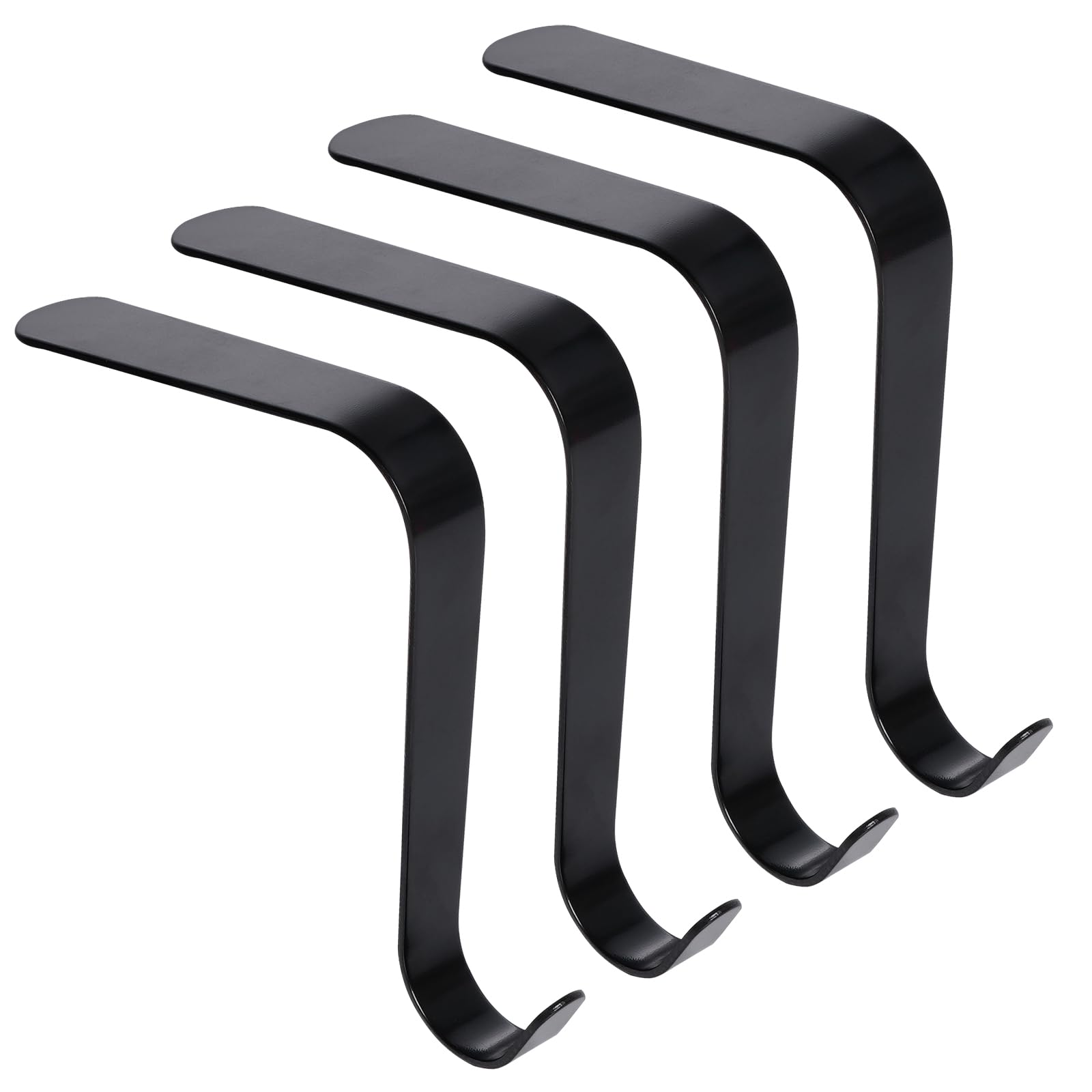 Poualss Christmas Stocking Holders Metal Stocking Hangers Non-Slip Christmas Stocking Hooks for Fireplace Mantle (Black)