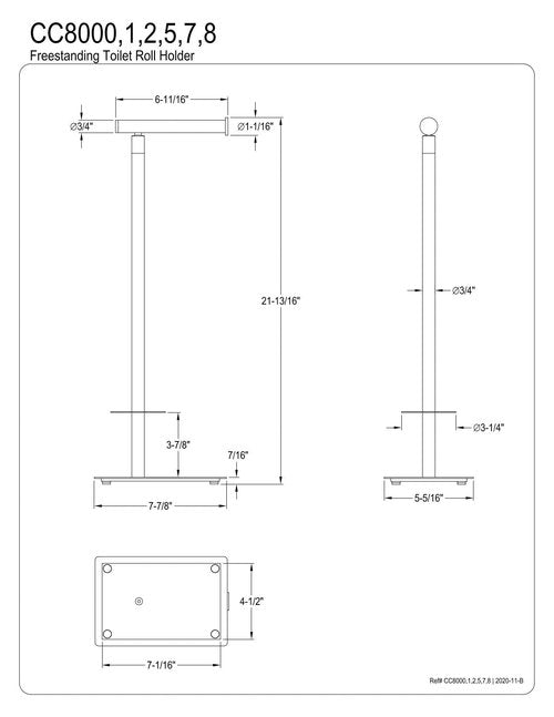 Kingston Brass CC8005 Claremont Freestanding Toilet Paper Holder, 22-3/4-Inch, Oil Rubbed Bronze