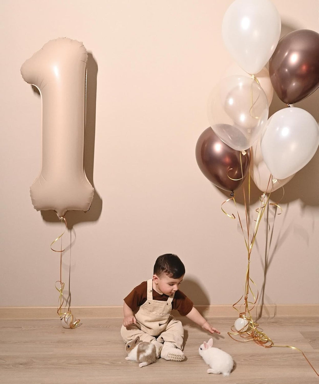 Skiennix 40-Inch Light Brown Number 1 Balloon - Perfect First Birthday Decoration for Kids