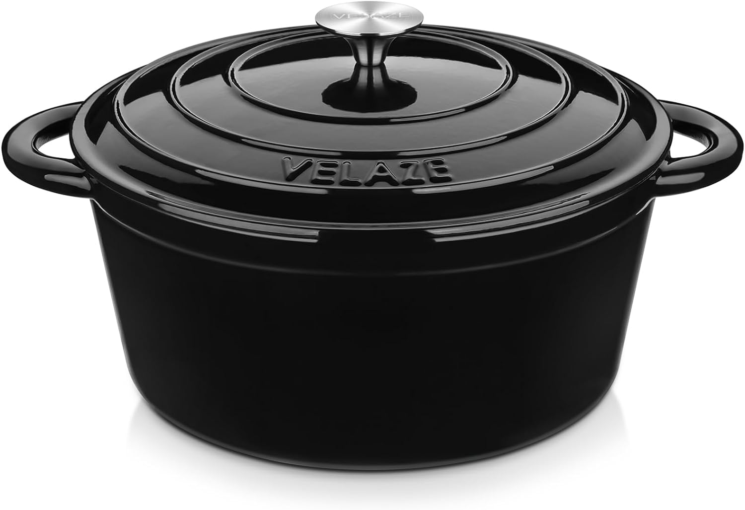 Velaze 7.5 QT Dutch Oven - Enameled Cast Iron Cookware with Dual Handles for Sourdough Baking | Black