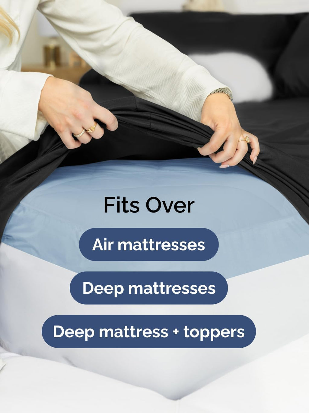 Skiennix Extra Deep Twin XL Sheet Set | 4-Piece Breathable Cooling Bedding - Soft, Wrinkle-Free, Easy Fit - Black