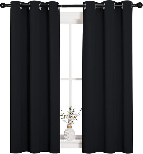 NICETOWN Blackout Curtains - Thermal Insulated Grommet Drapes for Autumn/Winter | Set of 2, 34"x54", Black