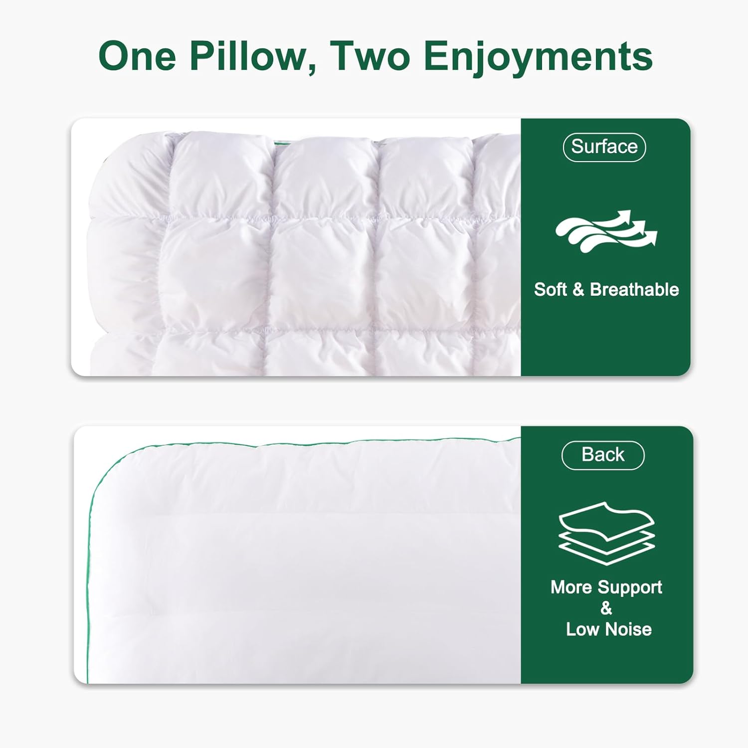 YOUR MOON Fluffy Support Bed Pillow - Queen Size | Super Soft Down-Alternative Filling for Side Sleepers
