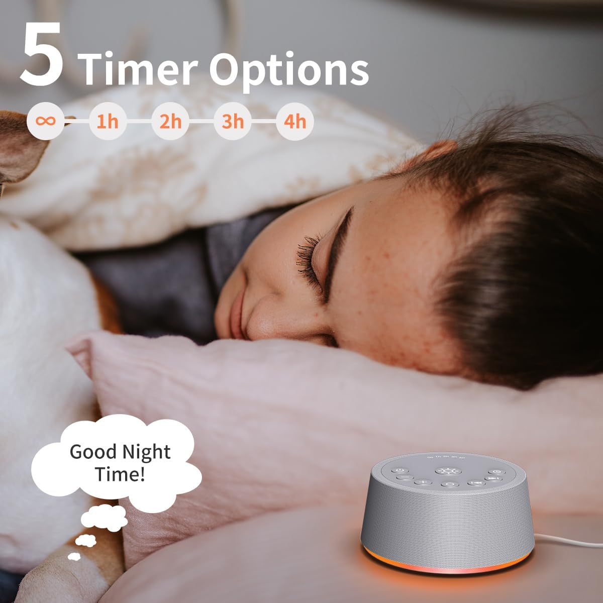 SoundLegend Sleep White Noise Machine - 30 Soothing Sounds, 32-Level Volume, 12 Color Lights, Compact Design