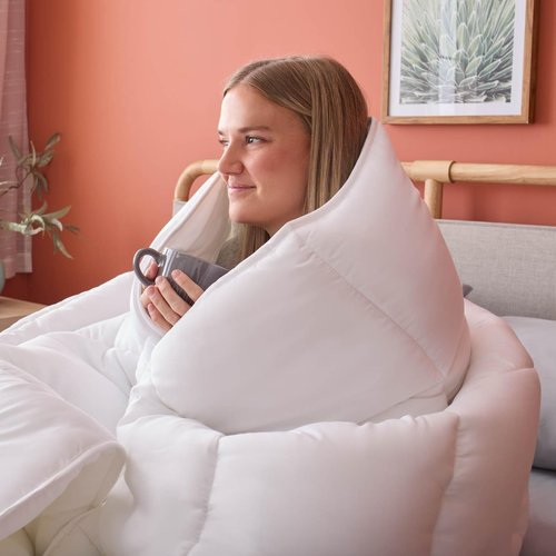 Linenspa White Down Alternative Comforter | All-Season Queen Size Duvet Insert with Box Stitch & 8 Loops