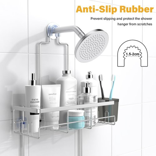 **AKTECKE Shower Caddy - Rustproof Hanging Bathroom Organizer for Easy Shampoo & Soap Storage | Chrome Finish**