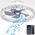 Baycnic Low Profile Flush Mount Ceiling Fan with Light and Bluetooth Speaker, Smart Ceiling Fan with 6 Speeds, Reversible Airflow, APP/Remote Control for Bedroom