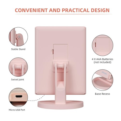 Infitrans Trifold Makeup Mirror Vanity Mirror with Lights,1X 2X 3X Magnification,Touch Control,Adjustable Rotation,Dual Power Supply,Portable Travel Cosmetic Mirror,Birthday Gifts for Women,Teengirls