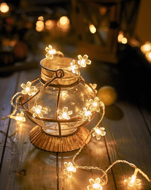 Flower String Lights, WFGGEH 20ft 40 LED USB Powered Cherry Blossom Fairy String Lights for Party Birthday Wedding Christmas Home Decoration