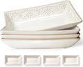 Artena Ceramic Rectangle Plates Set of 4 - Deep Lipped Edges for Appetizers & Desserts | Microwave & Oven Safe