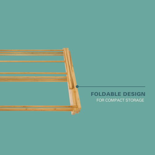 Gibson Home Riverrun Foldable Bamboo Drying Rack for Clothes & Towels – 2-Tier Collapsible Laundry Drying Rack, Space-Saving Air Dry Stand for Clothes, Towels, Blankets, etc for Indoor & Outdoor Use