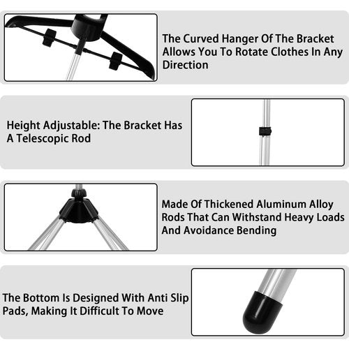 Foldable Garment Steamer Stand with Lint Roller for Clothes, Adjustable Steamer Rack with Two Clips for Suit Shirt Overcoat Vest, Steam Iron Stand for Bedroom Cloakroom Hotel