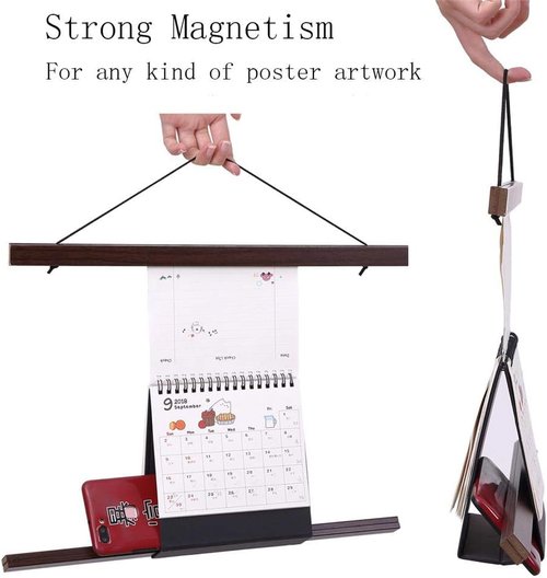 Benjia Magnetic Wooden Poster Frame - Light Wood Hanger for Photos & Art Prints | 25" Size, Walnut