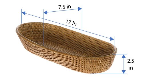KOUBOO La Jolla Bread Basket | Woven Rattan Basket for Bread, Fruit, & Kitchen Storage | Boho Decor, Food Baskets, Snack Tray, Home Organizer, Honey Brown, Large