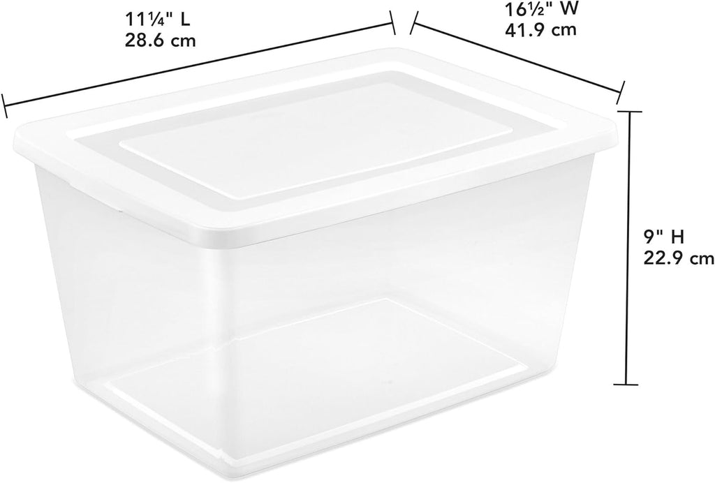 Sterilite 8-Pack Storage Bins - Clear Heavy-Duty Plastic Containers with Lids | 58 Quart for Organizing