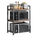 Microwave Stand, Heavy Duty 3 Tier Microwave Shelf for Kitchen Shelving Countertop Organizer. Carbon Steel, Wood Panel, Sturdy and Not Shaking Kitchen Rack That Can Withstand 200 Lbs Weight