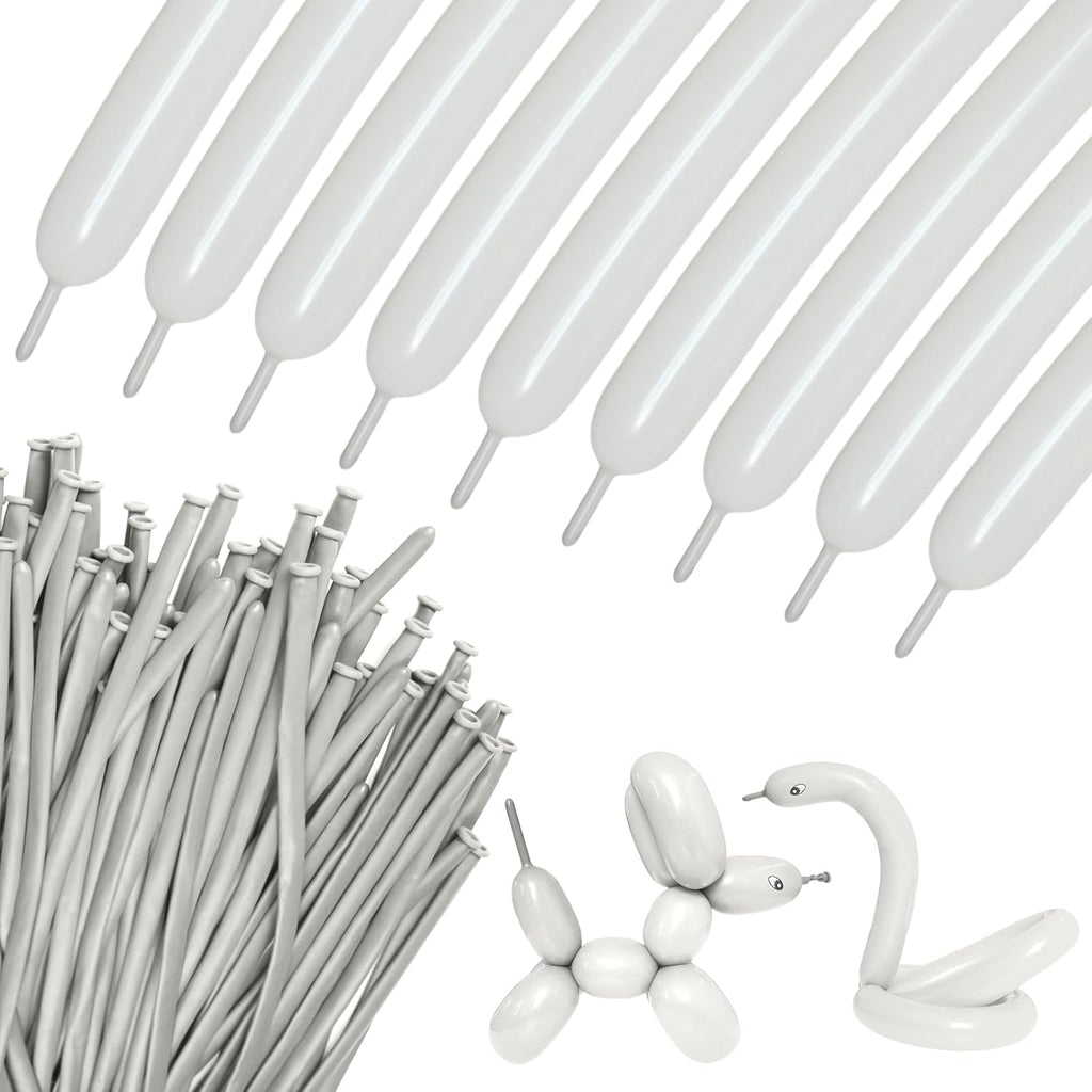 Skiennix 100Pcs Sand White 260Q Balloons - Thick Latex for Twisting Animal Models | Perfect for Halloween & Birthdays