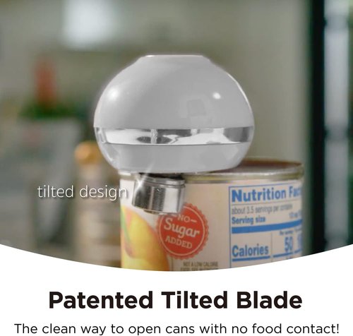 Kitchen Mama Mini Electric Can Opener - Smooth Edge, One-Press Operation | Portable & Cordless (White)