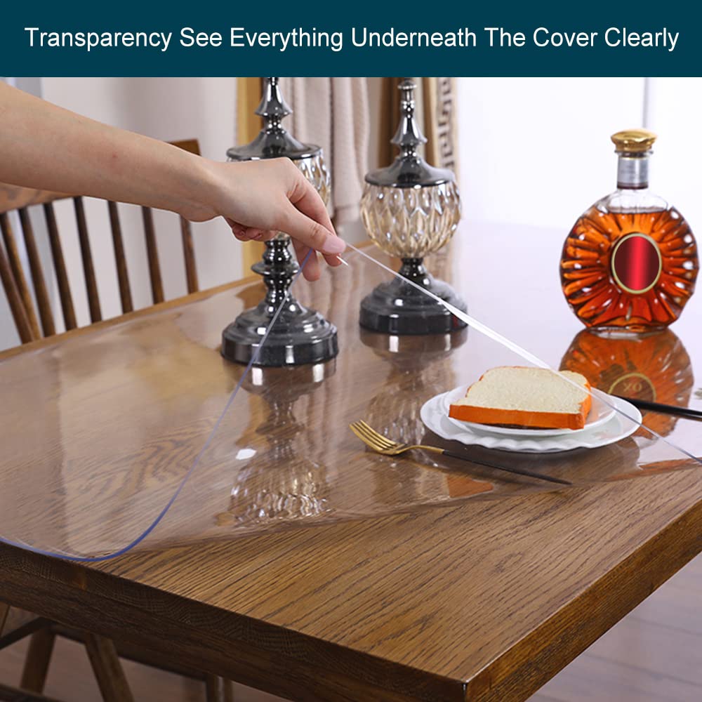 Clear Table Protector Plastic Table Cloths PVC Night Stand Table Cover Mat Office Desk Mat Shelf Surface Protection Crystal Children Painting Cover Pad Transprent Rectangular 24x32 inch