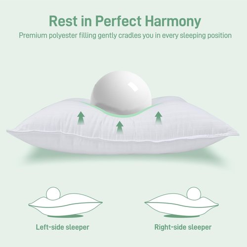 Cotelovo Hypoallergenic Soft Down Alternative Filling with Cotton Shell Hotel Quality Pillow, Breathable, Ideal for Side, Back and Stomach Sleeper, Oeko-TEX Certified King Size Set of 1