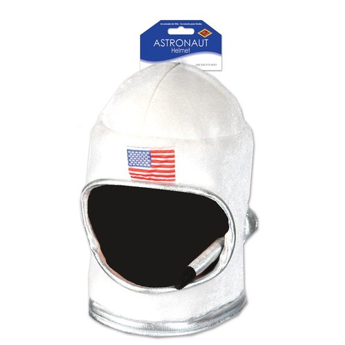 Beistle Unisex Plush Astronaut Helmet – Silver & White Headwear, Halloween Costume Accessory, Photo Booth Prop, Space Themed Party Supplies, Crazy Hat Day, Astro Pilot Dress Up