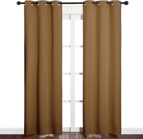 NICETOWN Blackout Curtains - Noise Reducing & Draft Blocking | 84-Inch Length, Gold Brown (2 Panels)