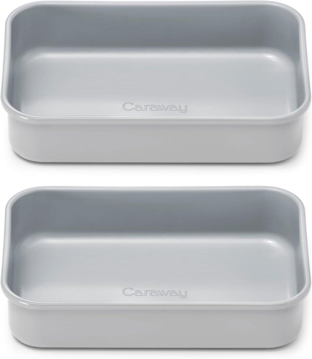 Caraway Nonstick Baking Pan Duo - 9” x 6.5” Deep Ceramic Pan, Non-Toxic & PFOA Free - Gray