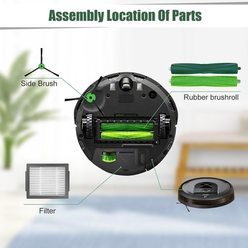 Roomba Replacement Parts for iRobot Roomba i3/i3+/i7/i7+/i4/i6/i6+/i8/i8+/E5/E6/E7 Combo i5, j5 Series– 2 Roller Brushes, 3 HEPA Filters, 3 Side Brushes (Compatible with E, I & J Series)