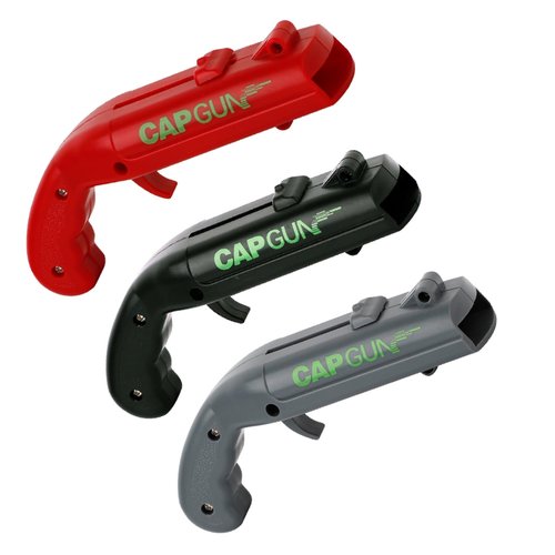 Bottle Opener with Cap Launcher,Funny Shooting Gun Creative Opener for Family Gatherings Party Games Bar Outdoor BBQ,Cool Gifts for Birthday Christmas Father's Day (3, Black-Red-Gray)