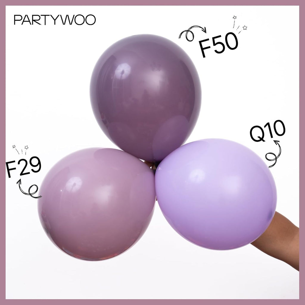 PartyWoo Dusty Purple Balloons - 140-Piece Pack in 5, 10, 12 Inch Sizes | Boho Baby Shower & Birthday Decor