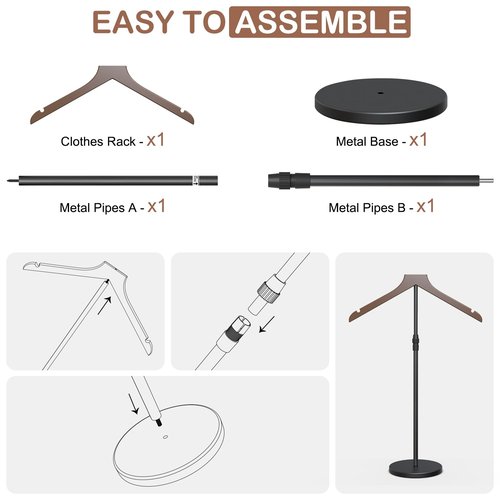 OLV 2 Pack Shirt Display Stand, 18-34 Inch Height Adjustable Mannequin Torso Stand Dress Form for Vendors Shop, T Shirt Display Jacket Coat Hanger Steaming Clothes Holder, Brown