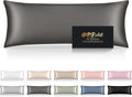 Skiennix Mulberry Silk Body Pillow Case - Smooth, Cooling & Anti-Acne | 20x54 Dark Gray Cover