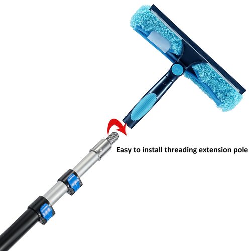Hicavar 11" Window Squeegee and Microfiber Scrubber 2-in-1 Combo Cleaning Tools (Attachement Only) (1)