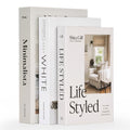 Bahhatii Decorative Fake Books with Hidden Storage, Large Faux Book Boxes for Coffee Table Home Decor, Set of 3, Ivory
