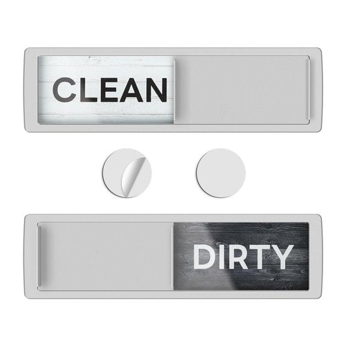 KitchenTour Dishwasher Magnet Clean Dirty Sign, Strong Magnet Clean Dirty Sign for Dishwasher, Farmhouse Wood Design Non-Scratch Dish Washer Indicator Kitchen Decor, Silver