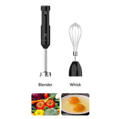 Cordless Hand Blender, UTALENT Variable Speed Immersion Blender handheld Rechargeable, with USB-C Charging Cable, Egg Whisk, for Smoothies, Milkshakes, Hummus and Soups – Black