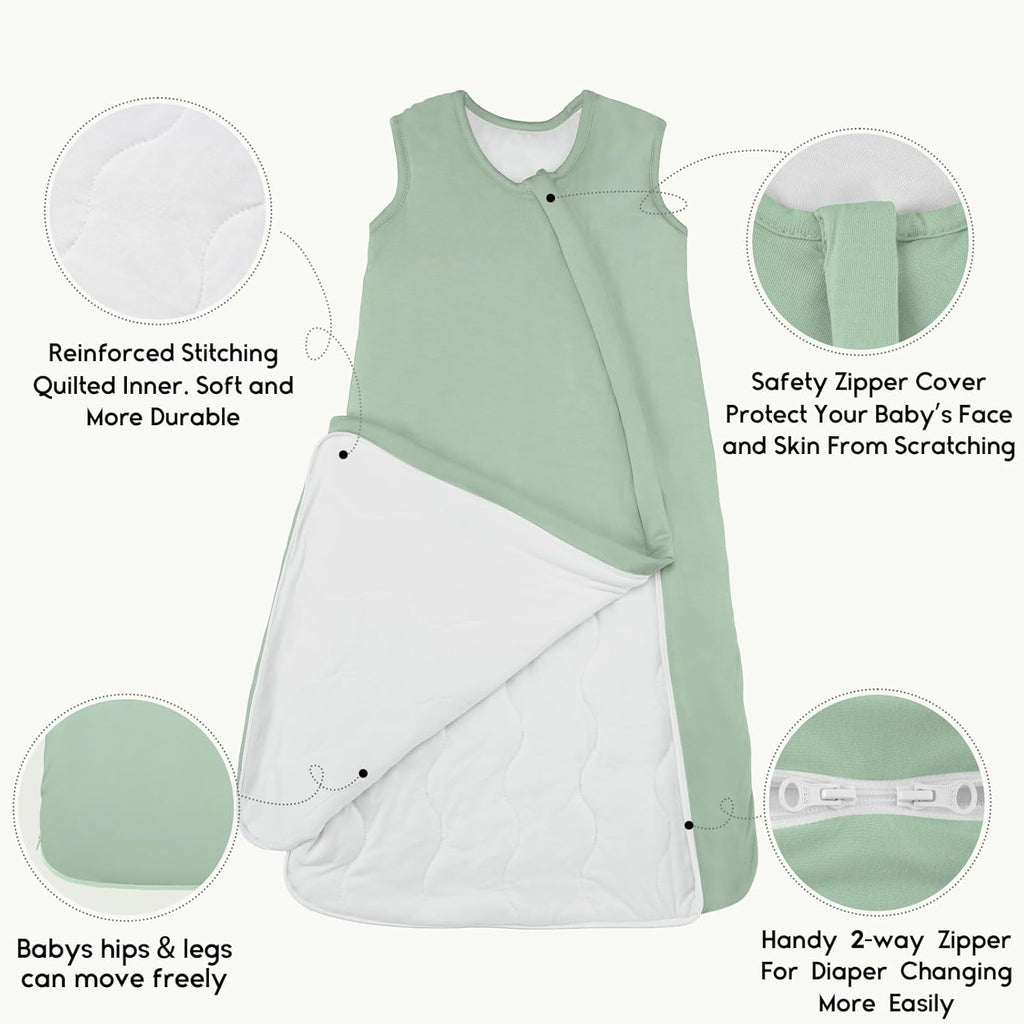 Yoofoss Baby Sleep Sack - Super Soft Rayon Bamboo Wearable Blanket for 6-12 Months | 1.0 Tog, 2-Way Zipper