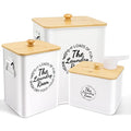 3 Pack Metal Laundry Pods Container & Dryer Sheet Holder Set, Farmhouse Laundry Room Organization and Storage Decor, Jars with Lids, Scoops & Labels for Detergent, Powder, Beads, Scent Booster