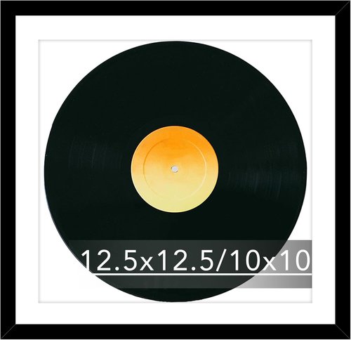 JCJMY Vinyl Record Frame - 12.5x12.5 with 10x10 Mat for Album Covers | Wall Hanging, Black Plexiglass