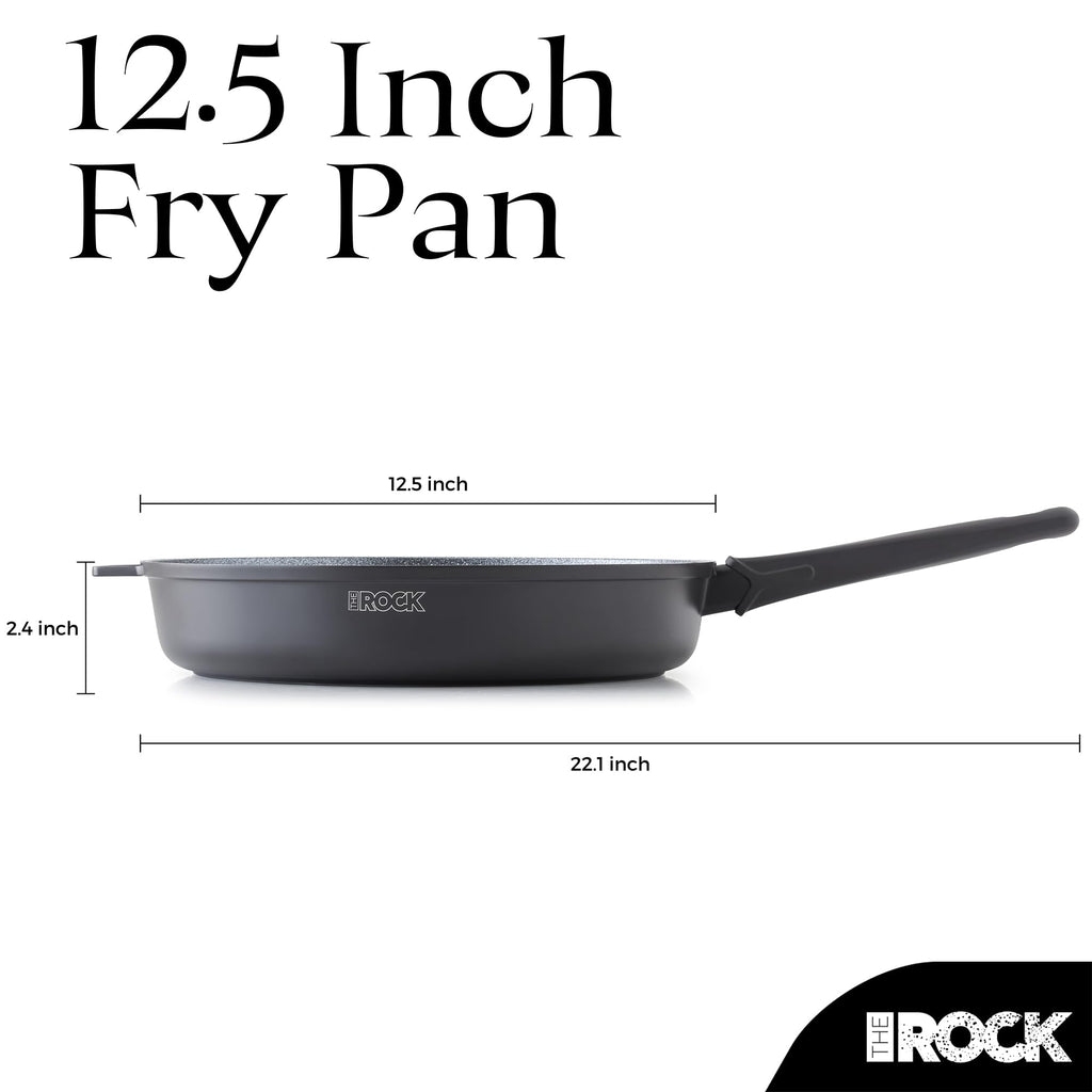THE ROCK SOHO 12.5-Inch Nonstick Frying Pan – Compact for Urban Kitchens, Nothing Sticks, Never Warps, Lasts Longer, Oven & Dishwasher Safe, Black