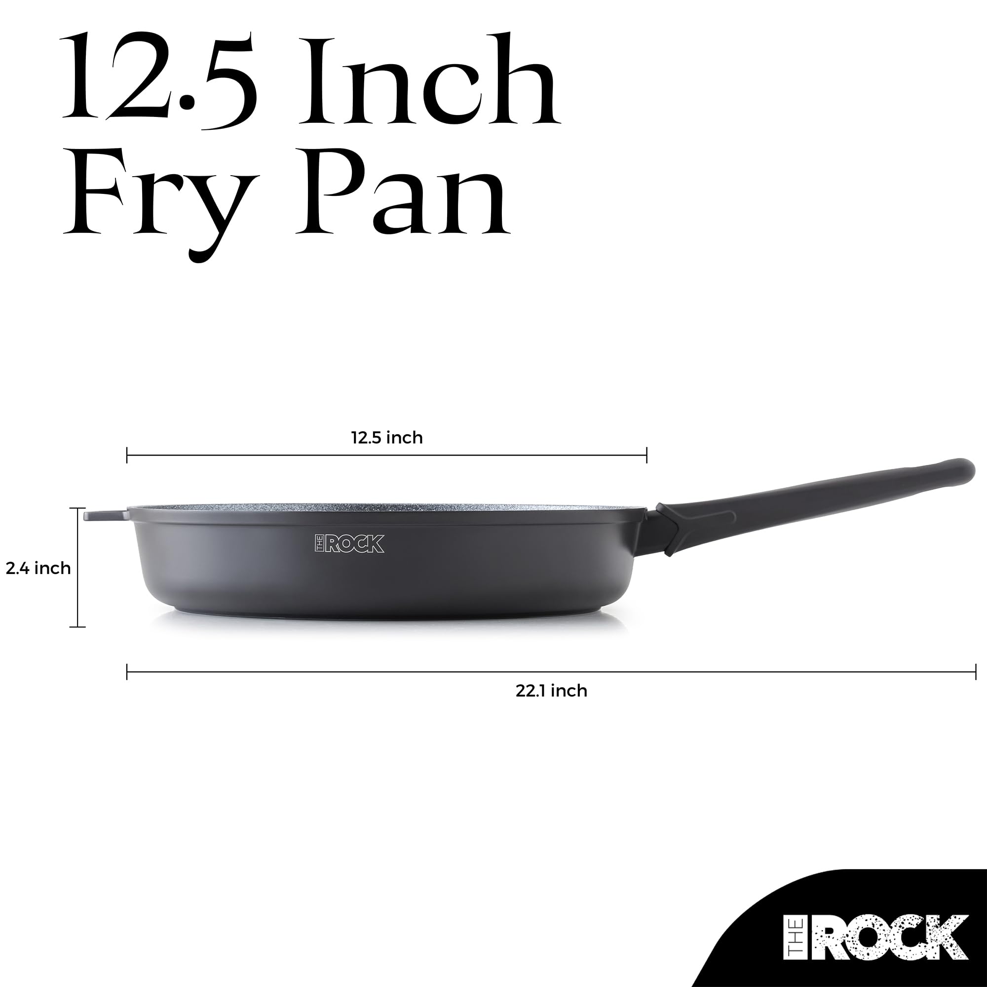 THE ROCK SOHO 12.5-Inch Nonstick Frying Pan – Compact for Urban Kitchens, Nothing Sticks, Never Warps, Lasts Longer, Oven & Dishwasher Safe, Black