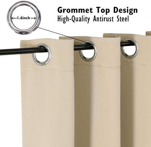 ChrisDowa Blackout Curtains - Thermal Insulated Grommet Room Darkening Panels, Biscotti Beige, 42 x 48 Inch