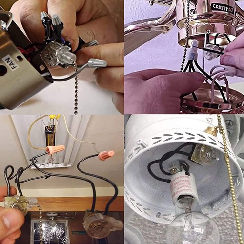 Akahttbn Ceiling Fan Light Switch Zing Ear ZE-109,Two-wire On-Off Control Pull Chain Switch Compatible with Hunter Ceiling Fans Wall Lamps (Bronze Pull Chain) 3 Pcs