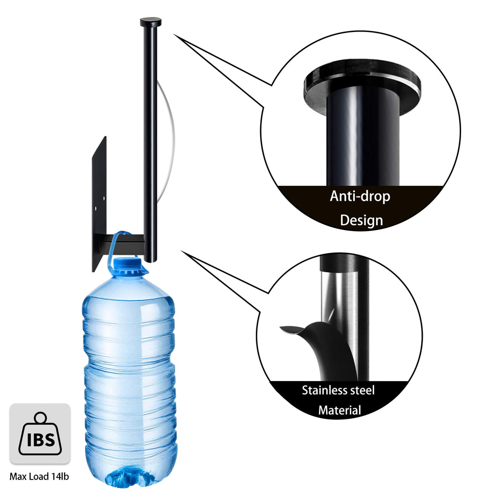Paper Towel Holder Under Cabinet, Single Hand Operable Tearing Off Paper Towels with Damping Effect, Both Available in Adhesive and Screws, Stainless Steel (Black)