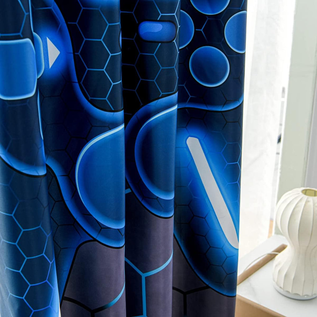 NTBED Game Console Blackout Curtains - Darkening Drapes for Kids' Bedroom | 2 Panels, 42"x63", Blue