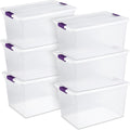 Sterilite 6 Pack ClearView Latch Box - Stackable 66 Quart Plastic Organizer Bins for Home Storage