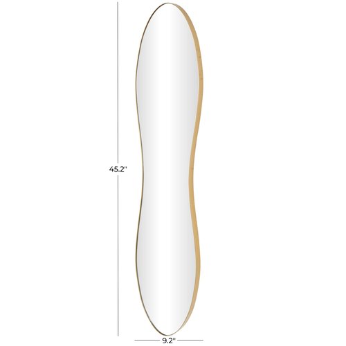 Deco 79 Metal Room Wall Mirror Tall Wavy Entryway Mirror, Wall Mounted Mirror 9" x 1" x 45", Gold
