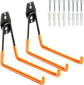 KURUI Heavy Duty Garage Hooks - 2 Pack Metal Storage Hooks for Ladders & Tools | Wall Mount Utility Hangers